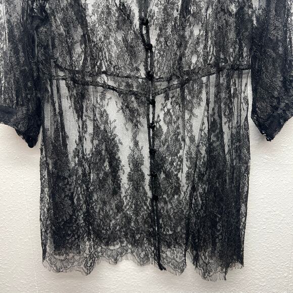 Women's Gothcore Whimsygoth Mystical Emo Babydoll Relaxed Black Lace Top Medium - Picture 3 of 10